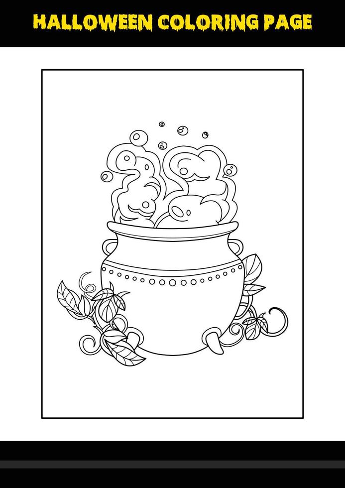 Halloween coloring page for kids. Line art coloring page design for kids. vector