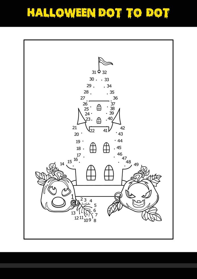 Halloween dot to dot coloring page for kids. Line art coloring page design for kids. vector