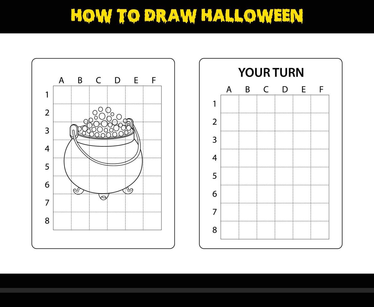 How to draw Halloween for kids. Halloween drawing skill coloring page for kids. vector