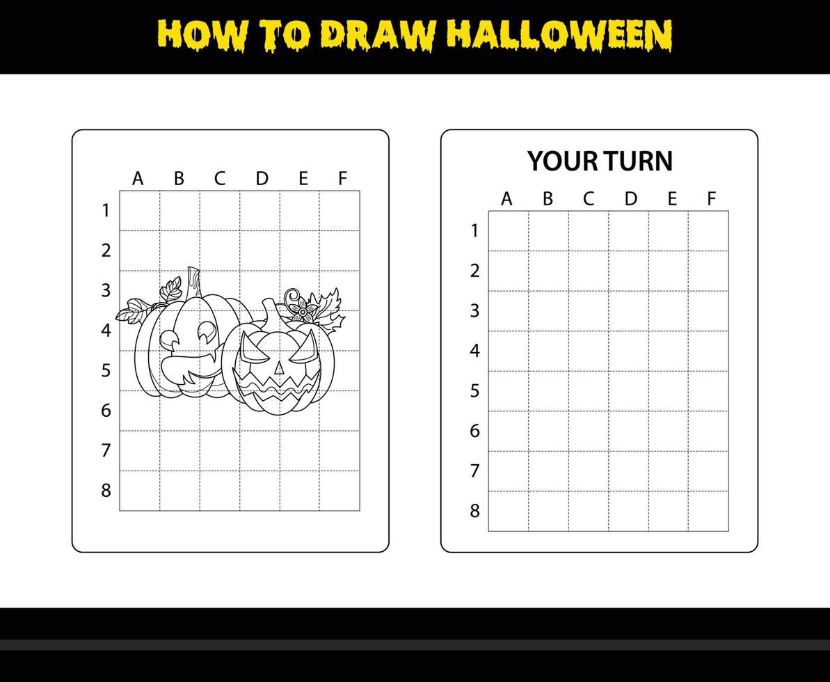 How to draw Halloween for kids. Halloween drawing skill coloring page for kids. vector