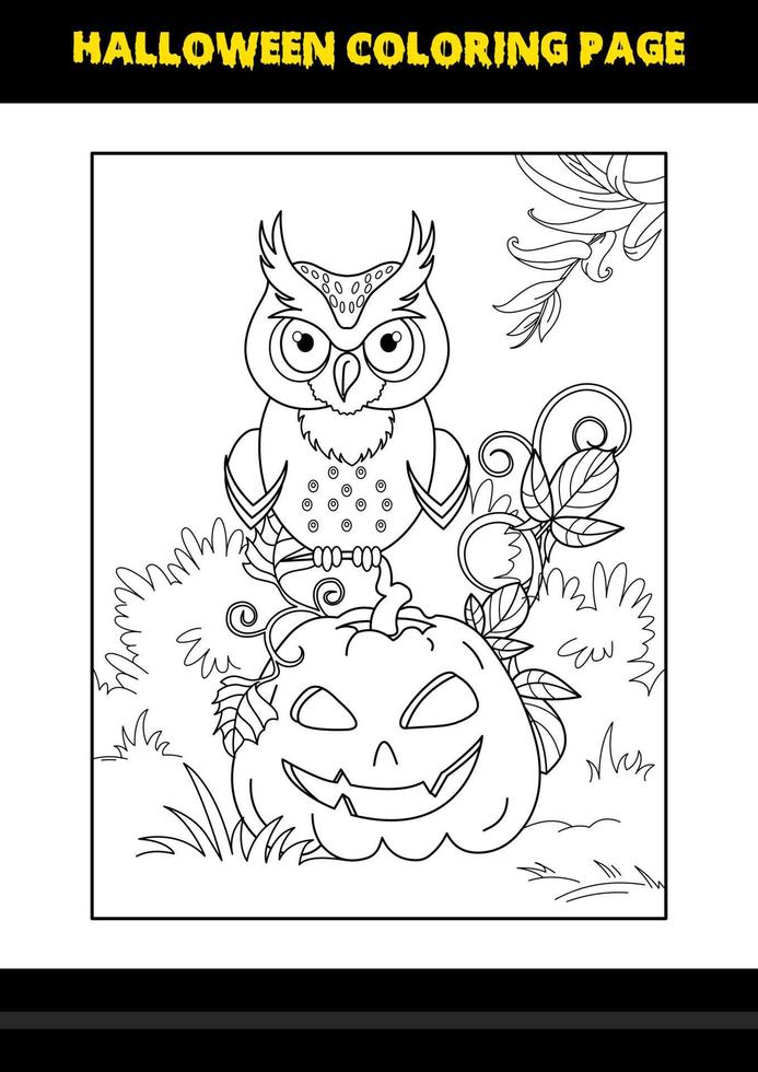 Halloween coloring page for kids. Line art coloring page design for kids. vector