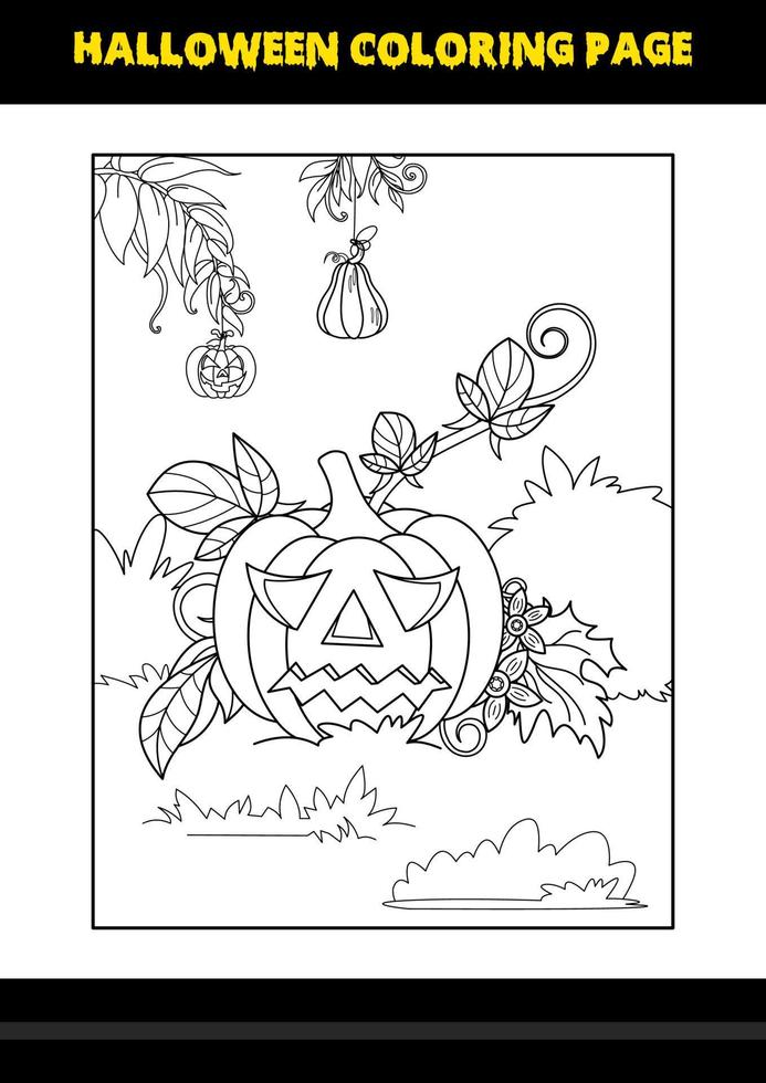 Halloween coloring page for kids. Line art coloring page design for kids. vector