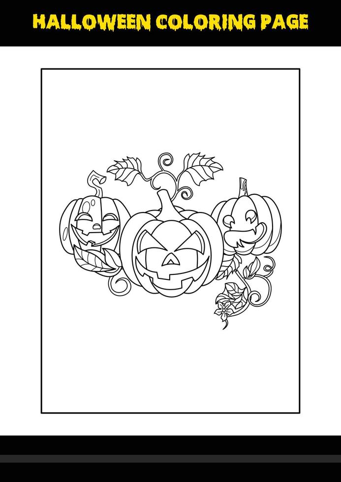 Halloween coloring page for kids. Line art coloring page design for kids. vector