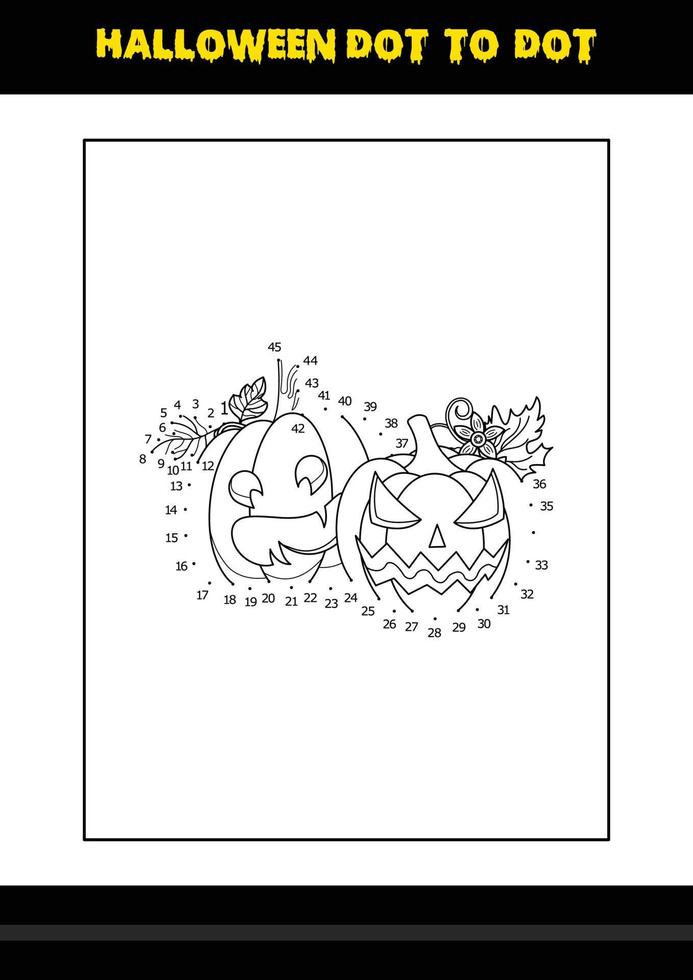 Halloween dot to dot coloring page for kids. Line art coloring page design for kids. vector