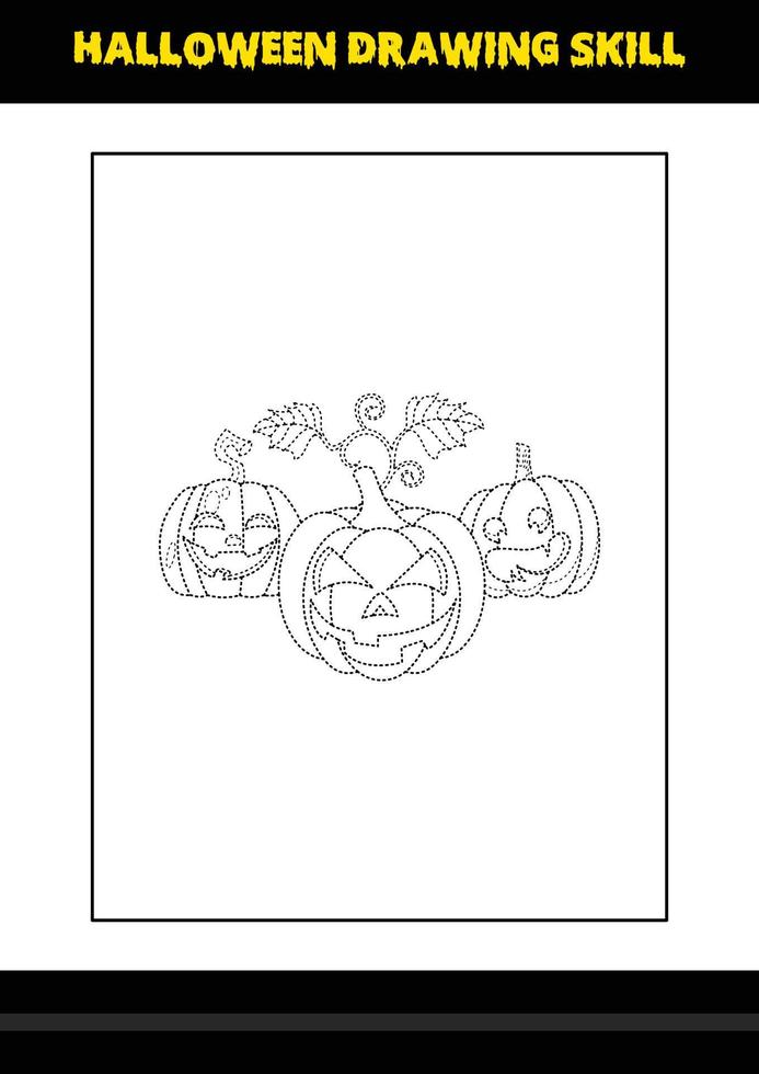 Halloween drawing skill for kids. Halloween drawing skill coloring page for kids. vector