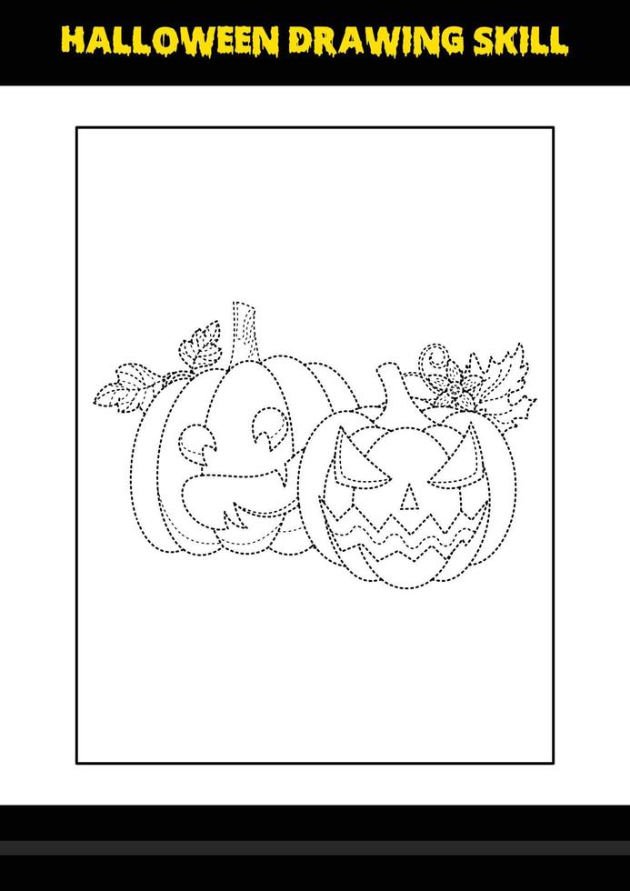 Halloween drawing skill for kids. Halloween drawing skill coloring page for kids. vector