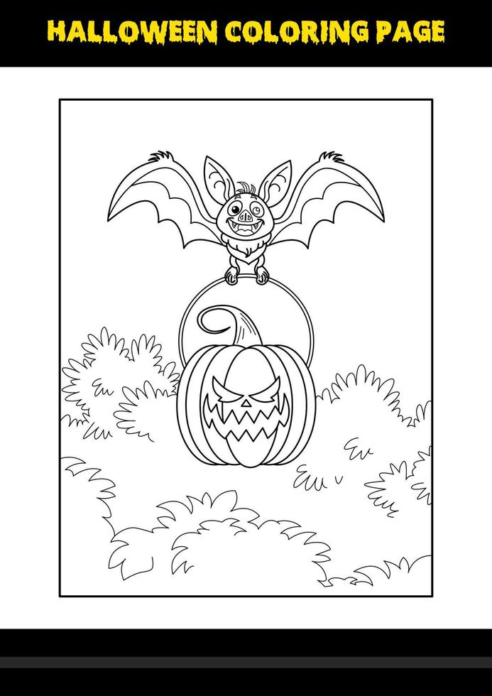 Halloween coloring page for kids. Line art coloring page design for kids. vector