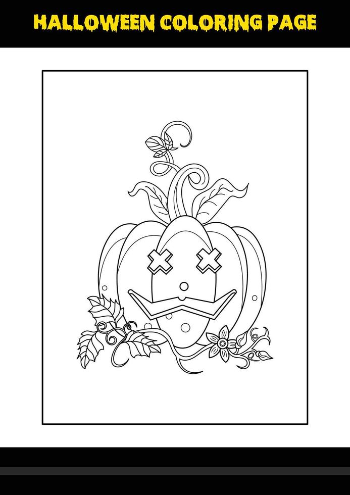 Halloween coloring page for kids. Line art coloring page design for kids. vector