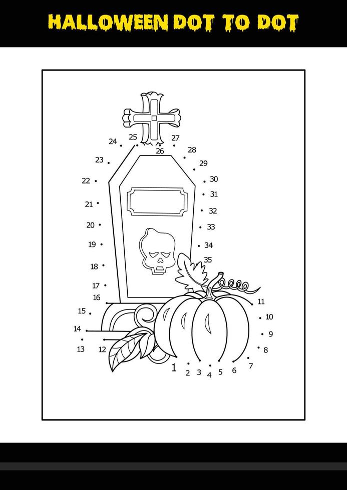 Halloween dot to dot coloring page for kids. Line art coloring page design for kids. vector