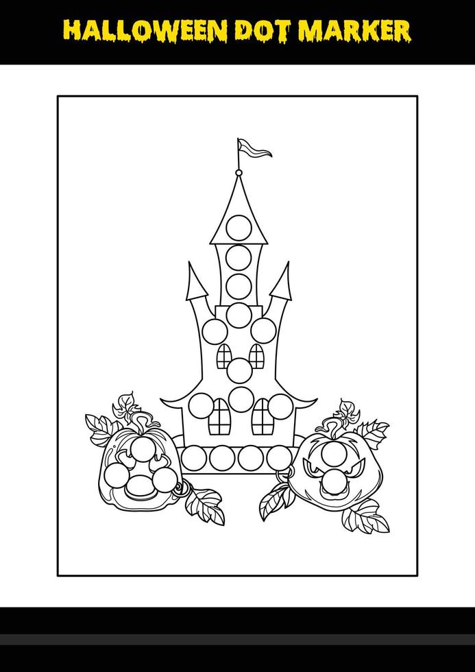 Halloween dot marker coloring page for kids. Line art coloring page design for kids. vector