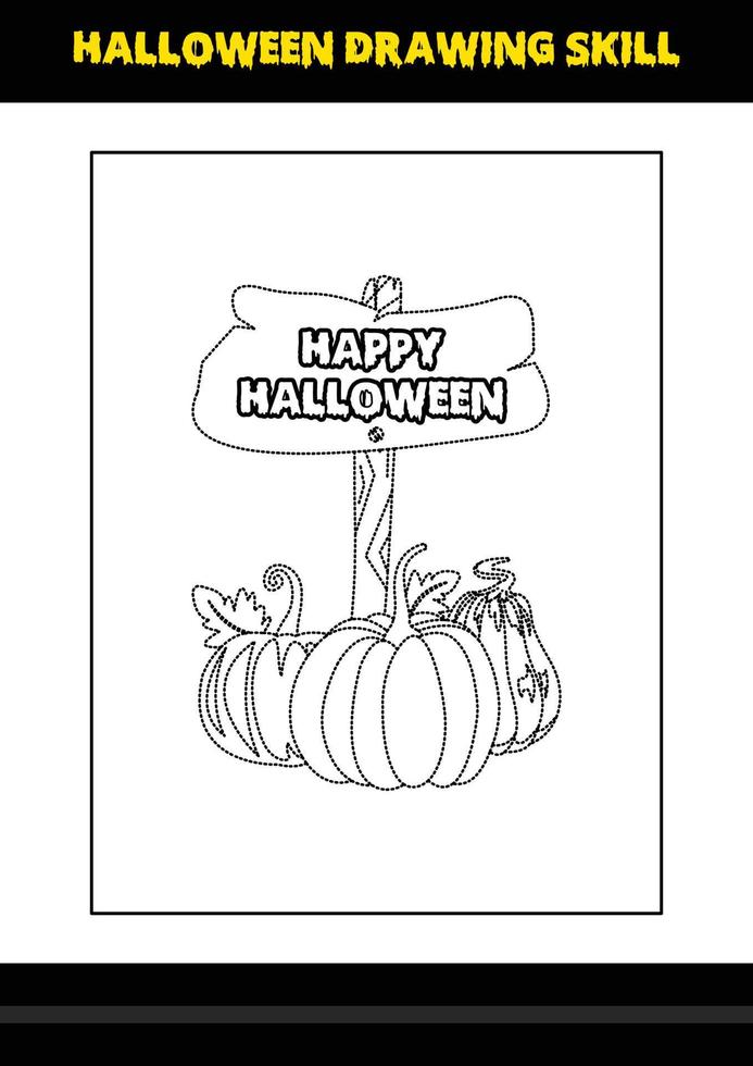Halloween drawing skill for kids. Halloween drawing skill coloring page for kids. vector