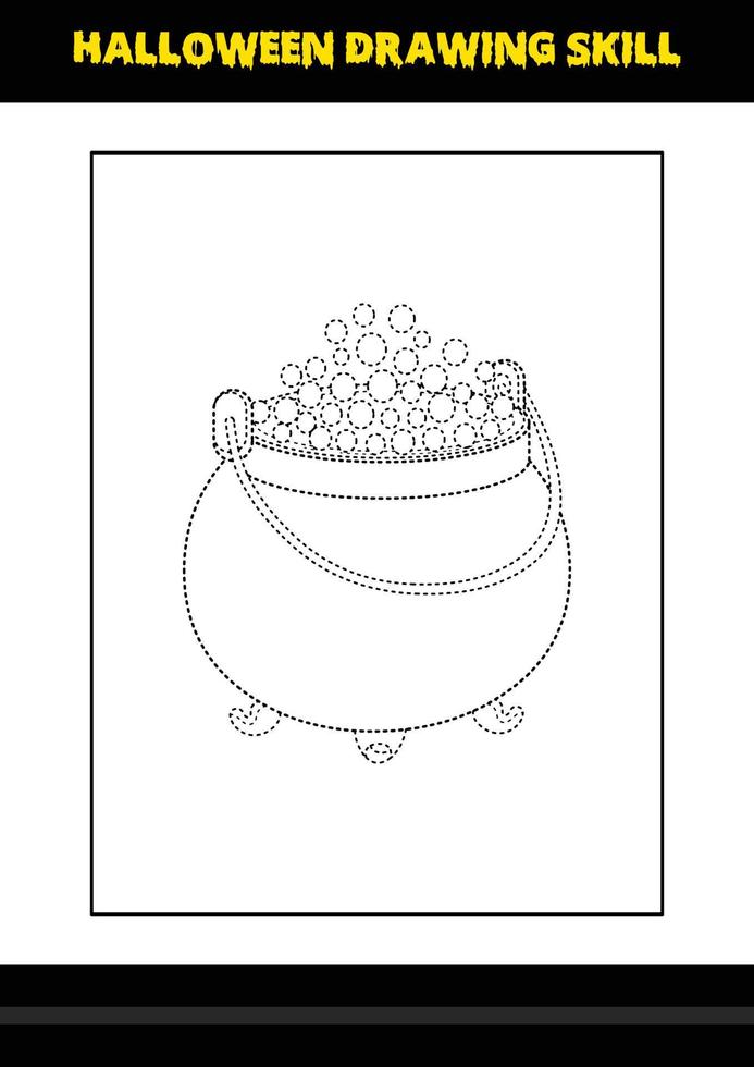 Halloween drawing skill for kids. Halloween drawing skill coloring page for kids. vector