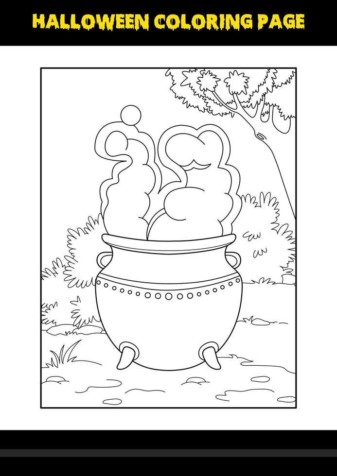 Halloween coloring page for kids. Line art coloring page design for kids. vector