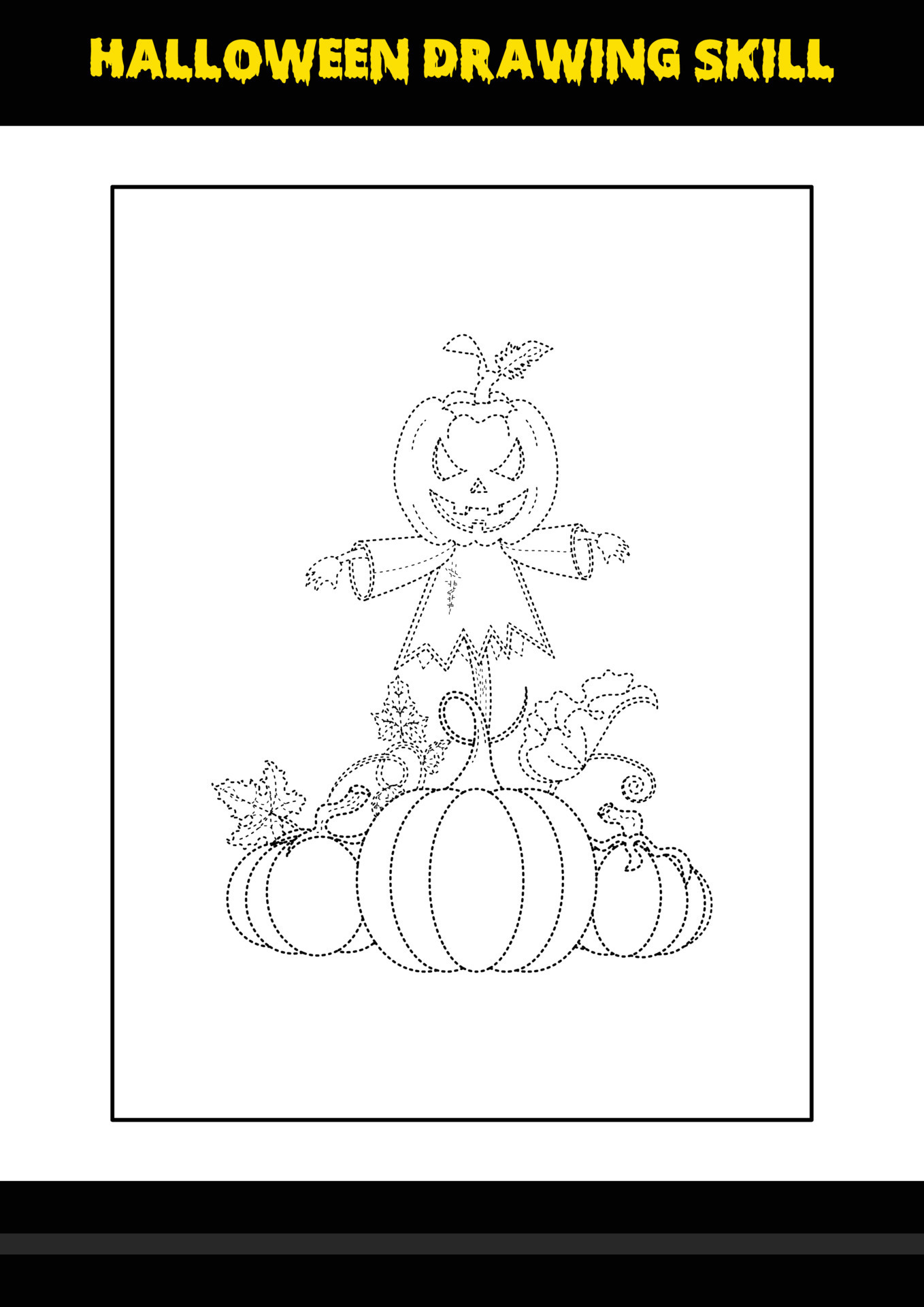 Halloween drawing skill for kids. Halloween drawing skill coloring page