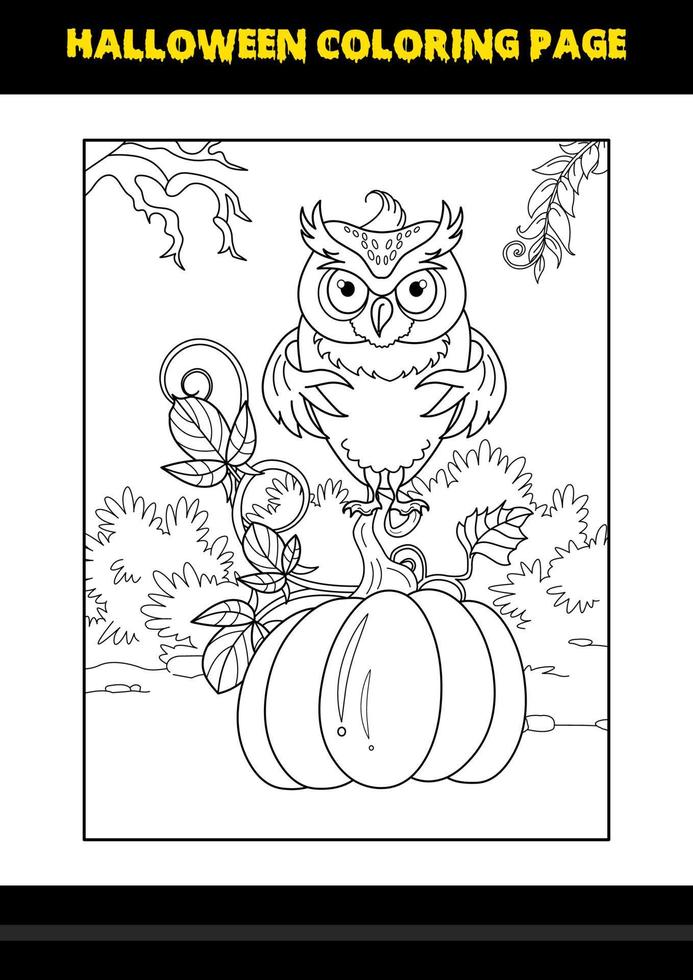 Halloween coloring page for kids. Line art coloring page design for kids. vector