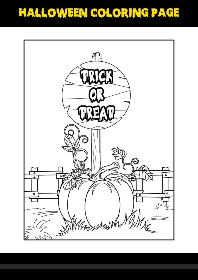Halloween coloring page for kids. Line art coloring page design for kids. vector