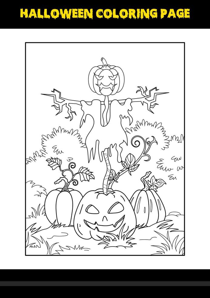 Halloween coloring page for kids. Line art coloring page design for kids. vector