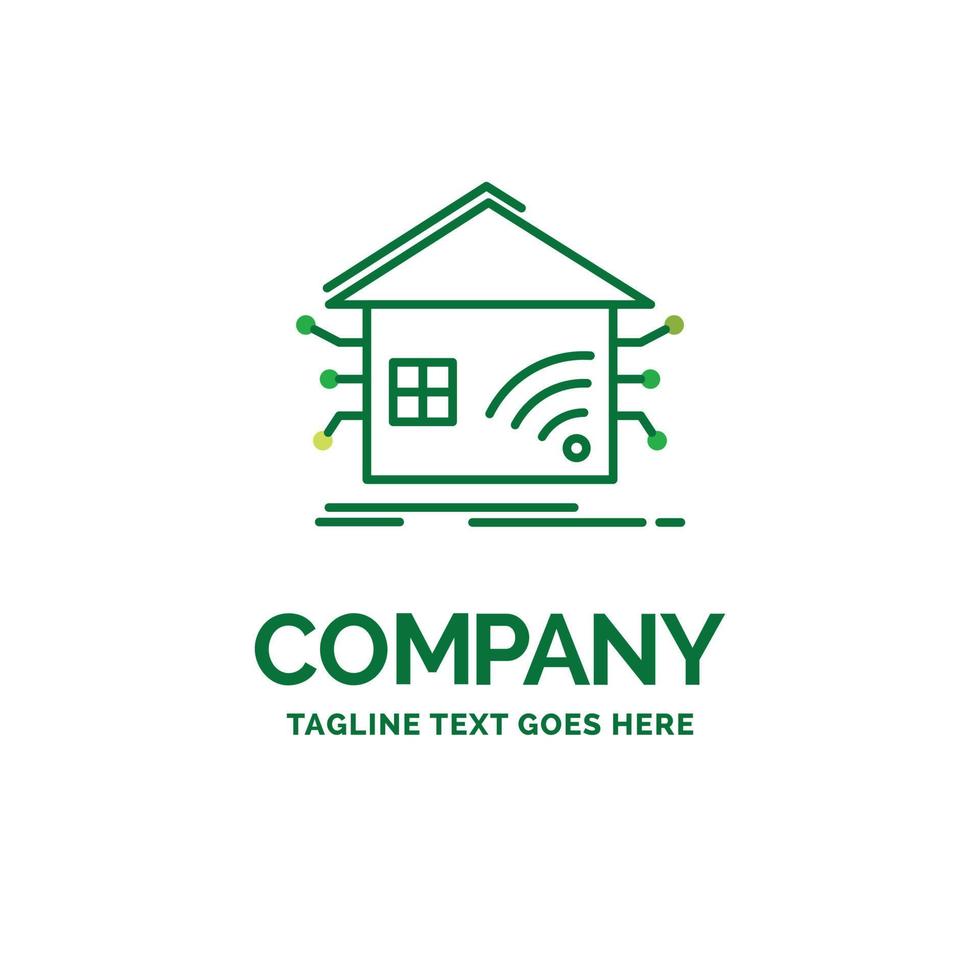 Automation. home. house. smart. network Flat Business Logo template. Creative Green Brand Name Design. vector