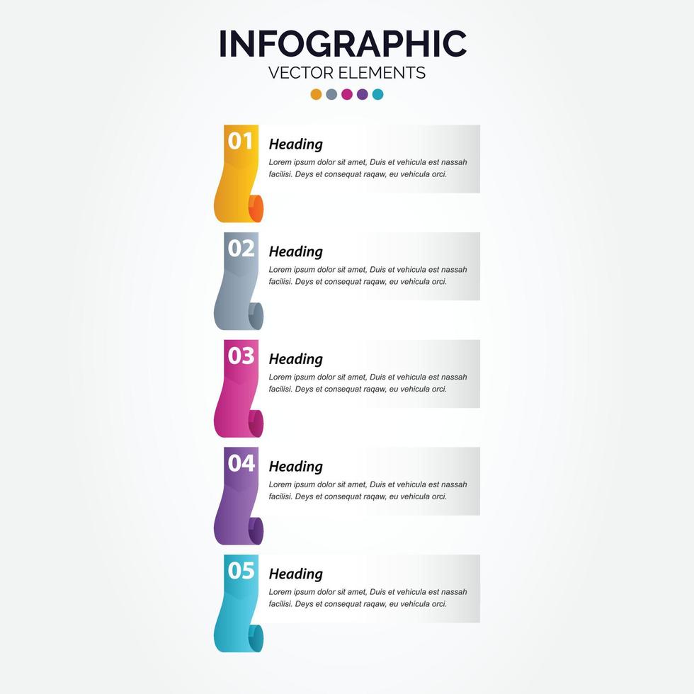 Timeline 5 options Vertical Infographic for presentations workflow process diagram flow chart report vector