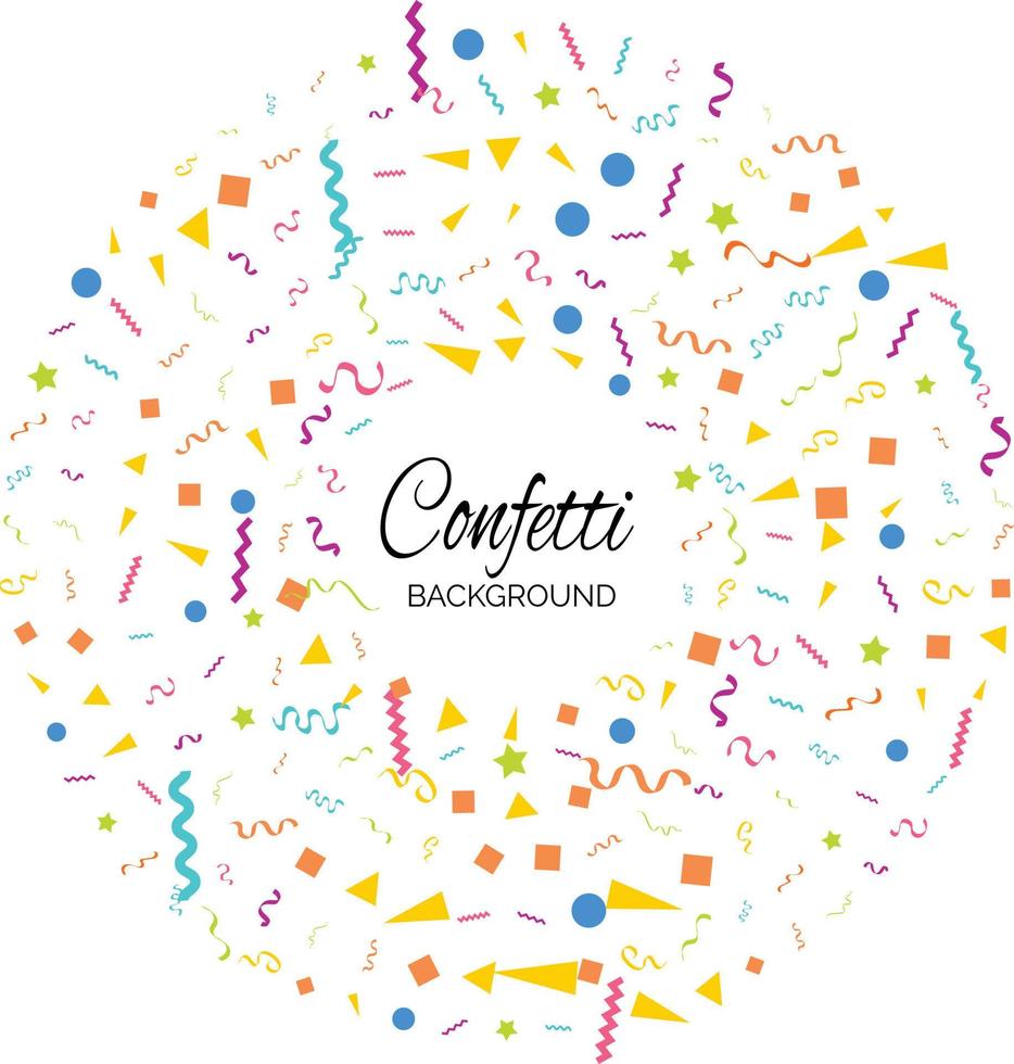 Colorful Confetti. Vector Festive Illustration of Falling Shiny Confetti Isolated on Transparent White Background. Holiday Decorative Tinsel Element for Design
