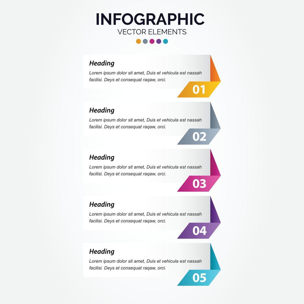 Professional 5 options Vertical Infographic with icon 5 options processes vector