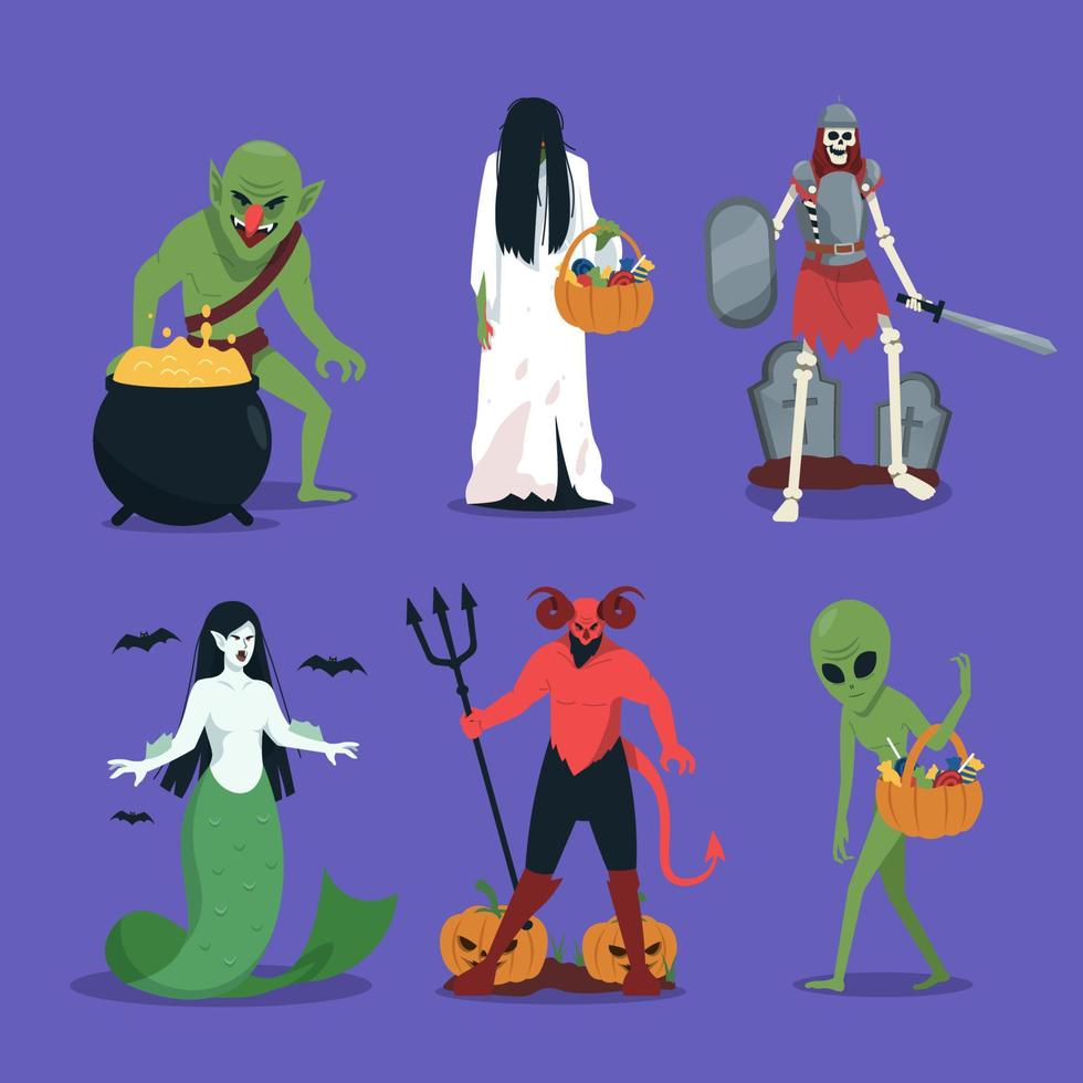 Mythical creatures character collection for halloween vector