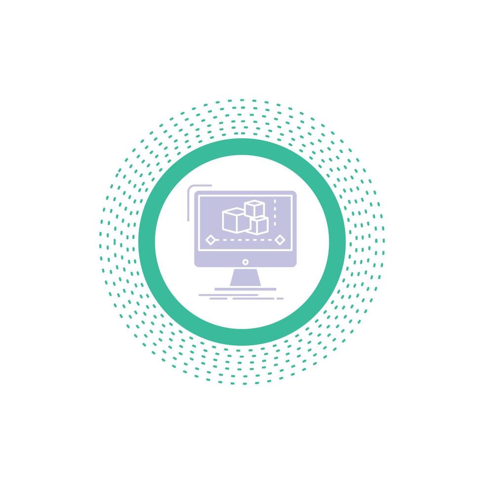 animación. computadora. editor. monitor. icono de glifo de software. ilustración vectorial aislada vector