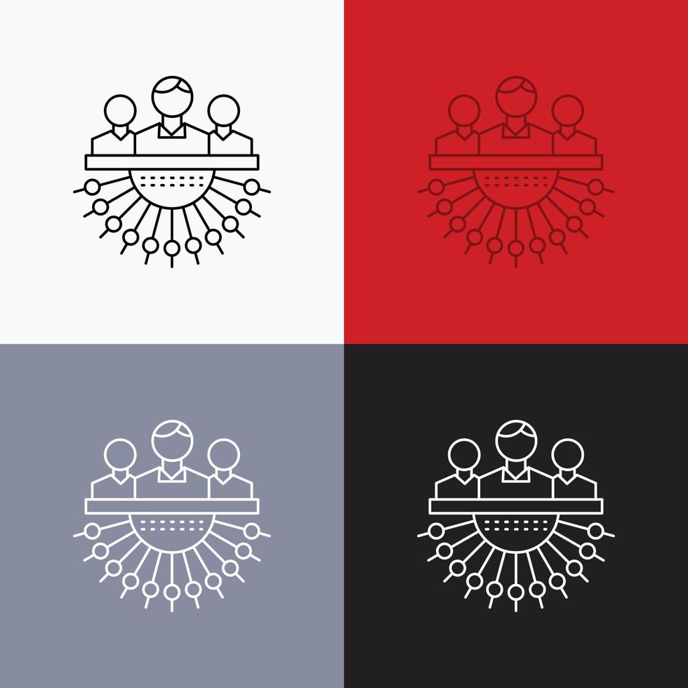 Allocation. group. human. management. outsource Icon Over Various Background. Line style design. designed for web and app. Eps 10 vector illustration