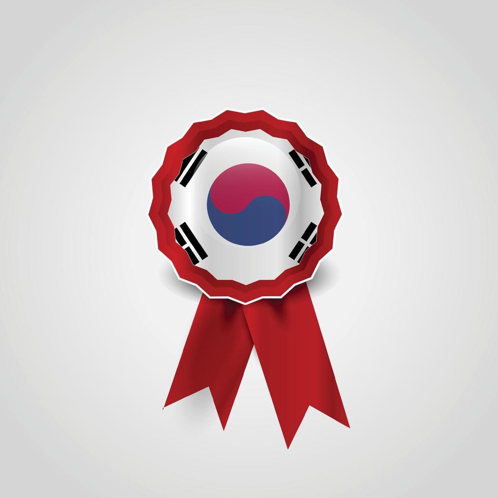 South Korea Flag Ribbon Banner Badge vector