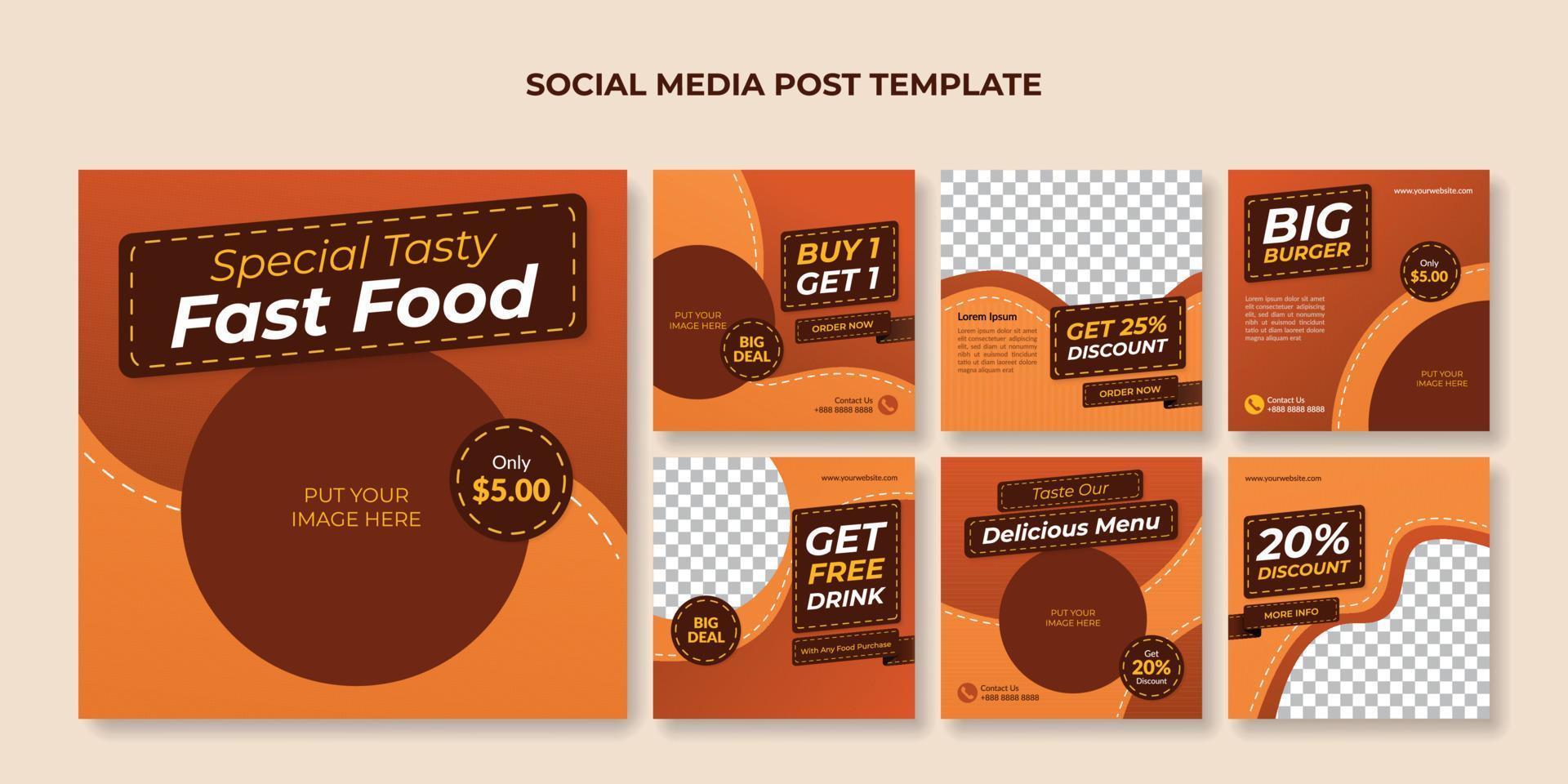 Fast food social media banner. Food promotion banner for restaurant and cafe vector