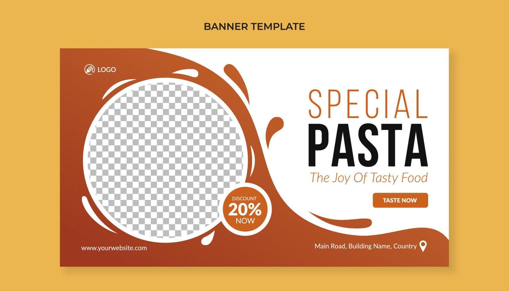 plantilla de banner de comida de pasta especial vector