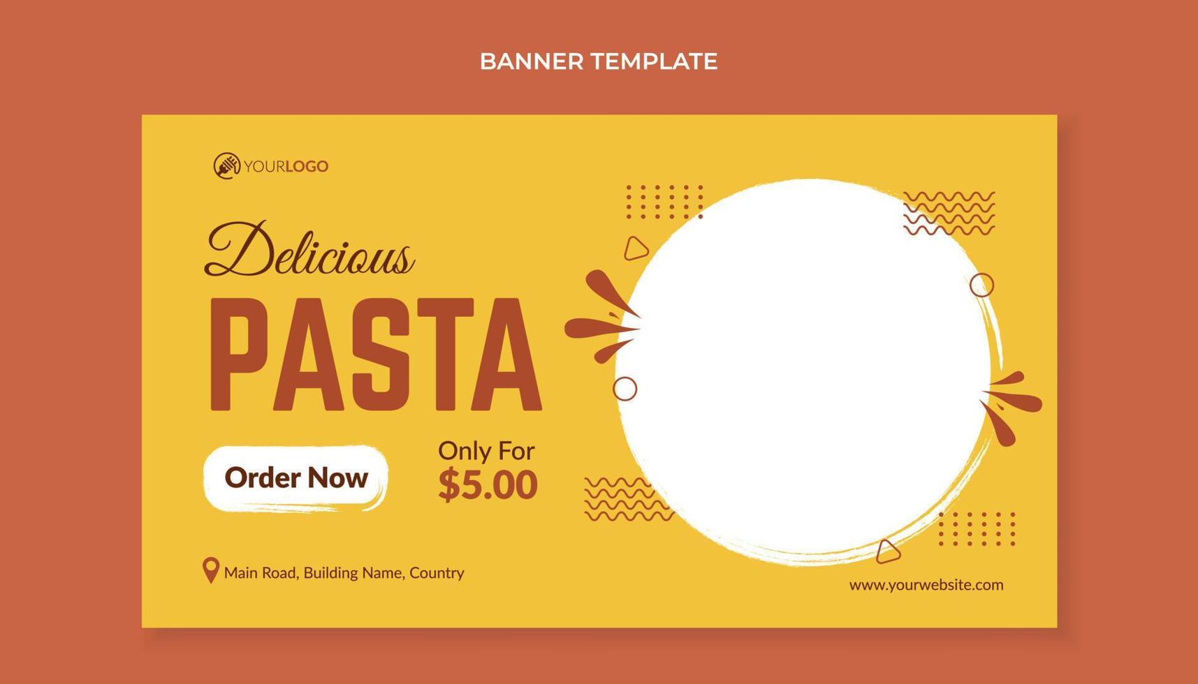 deliciosa plantilla de banner de comida de pasta vector