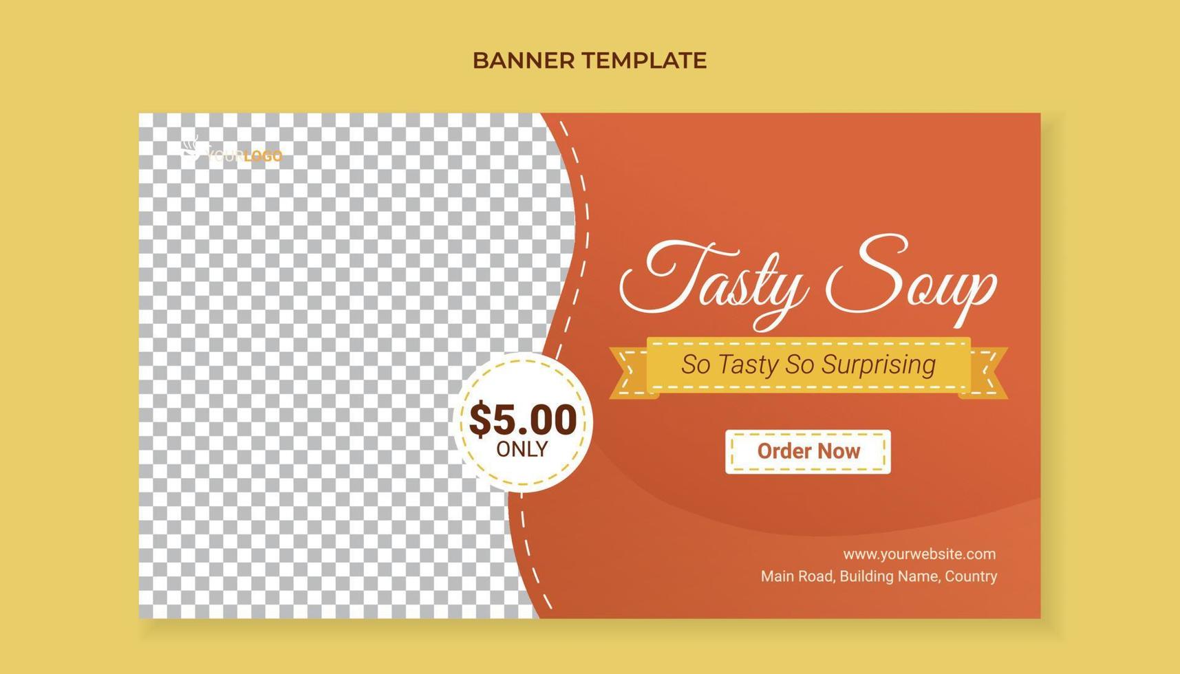 Tasty soup food banner template vector