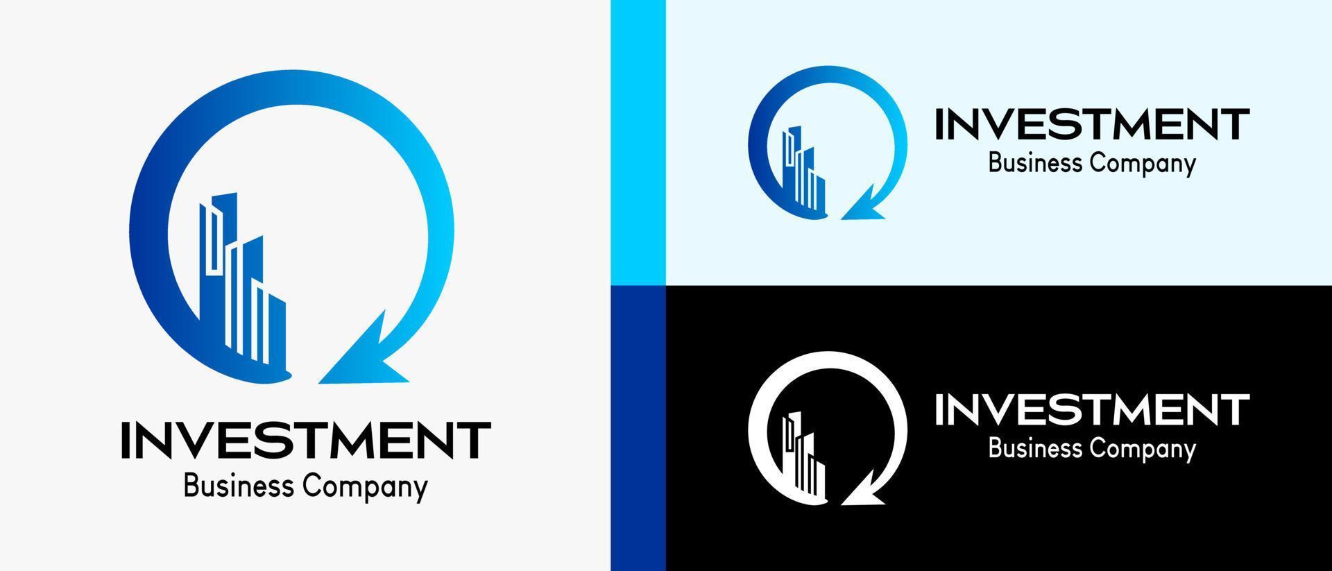 logotipo de inversión para la construcción y la empresa hipotecaria, construyendo en círculo con concepto creativo. vector de ilustración de logotipo premium