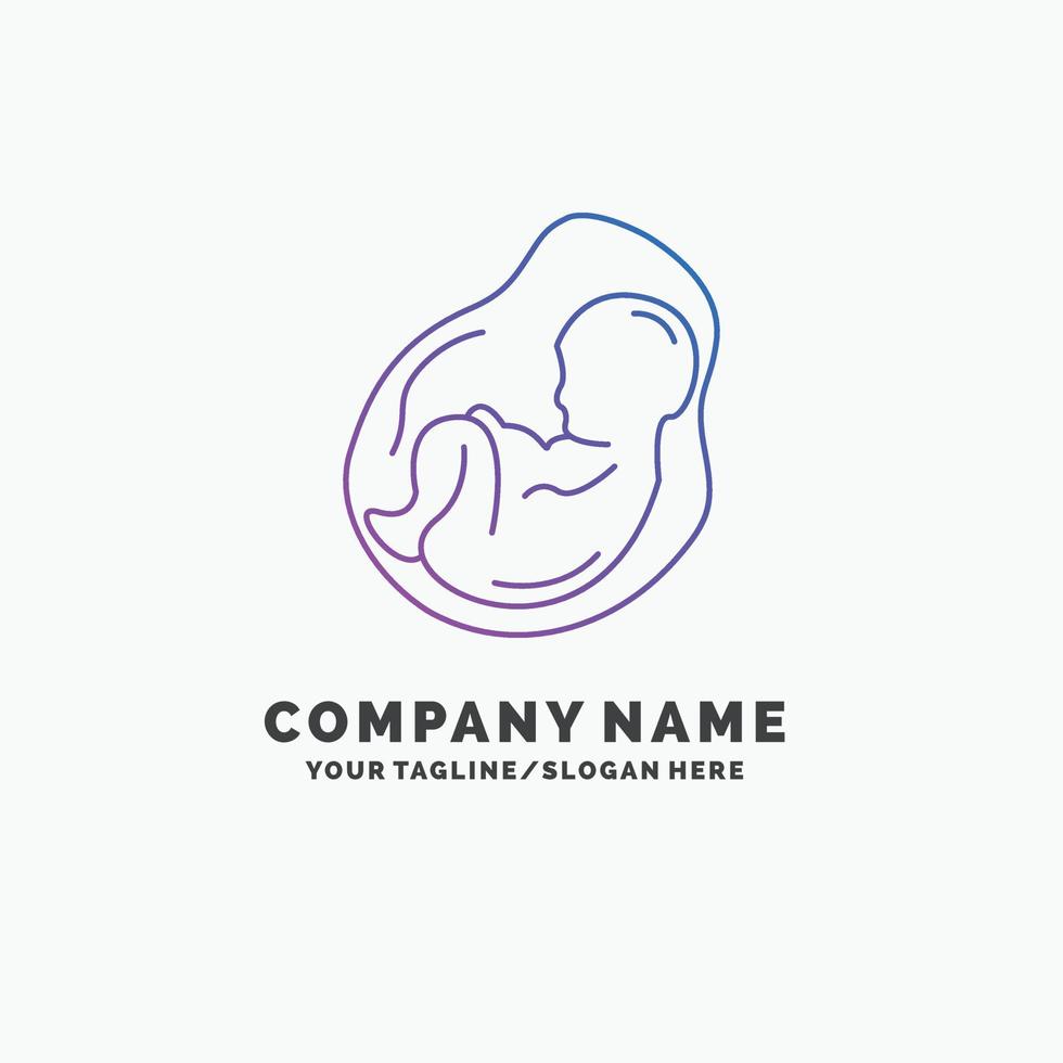 bebé. el embarazo. embarazada. obstetricia. plantilla de logotipo de empresa púrpura feto. lugar para el eslogan vector
