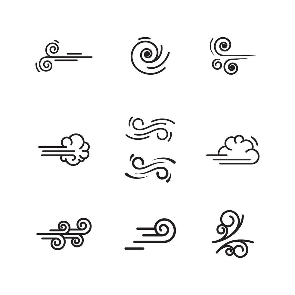 plantilla de diseño de icono de vector de viento