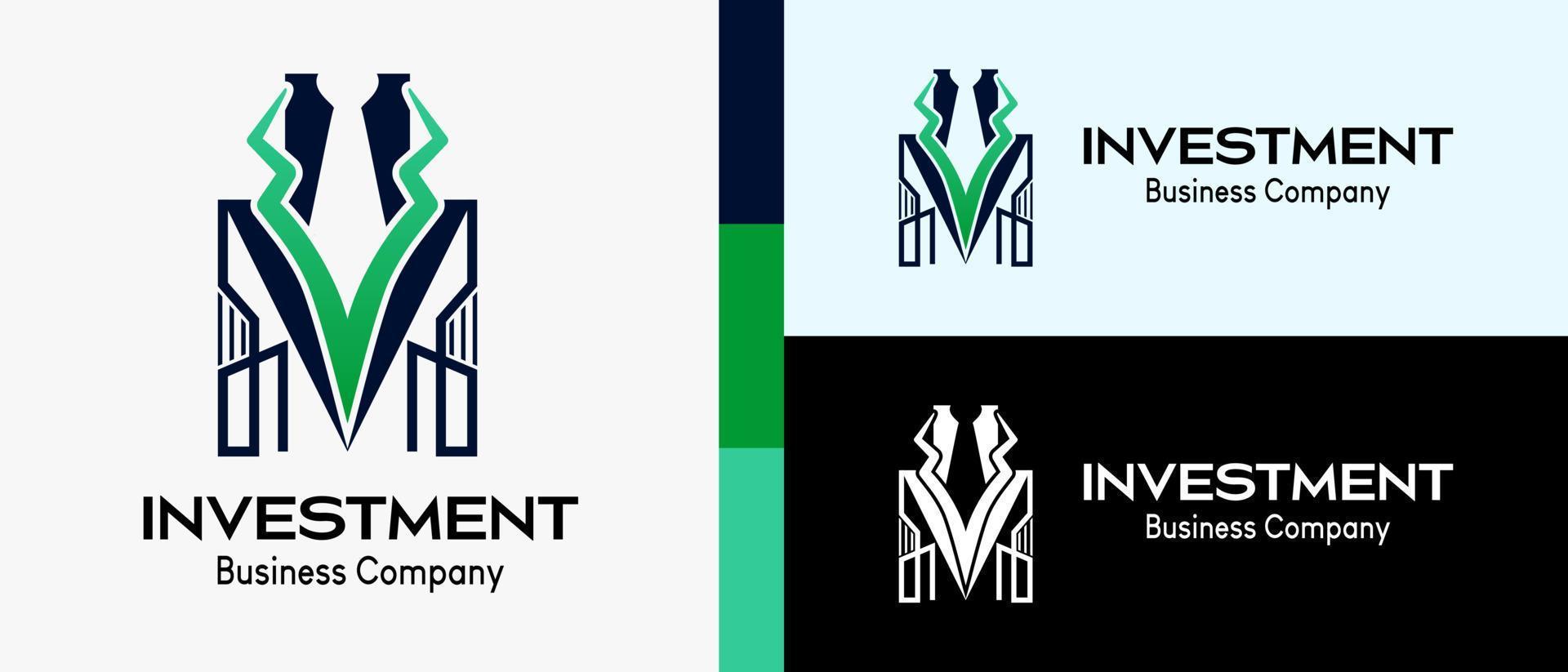 Investment logo for building and mortgage company, tie icon, building and arrow in creative concept. premium logo illustration Vector