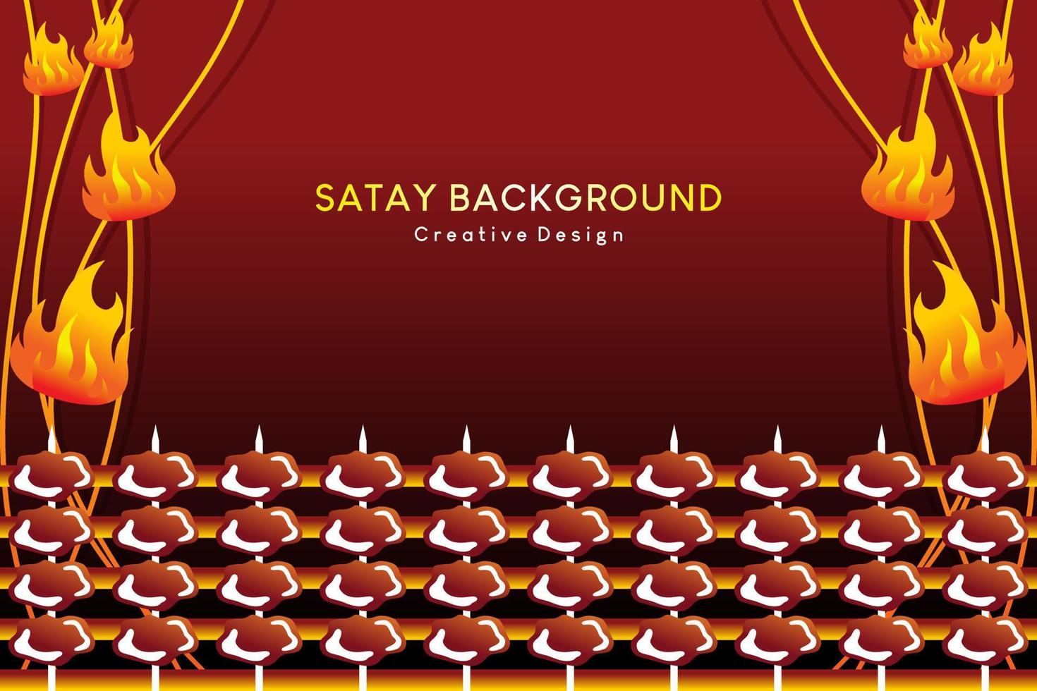 Grilled meat satay vector background with creative concept
