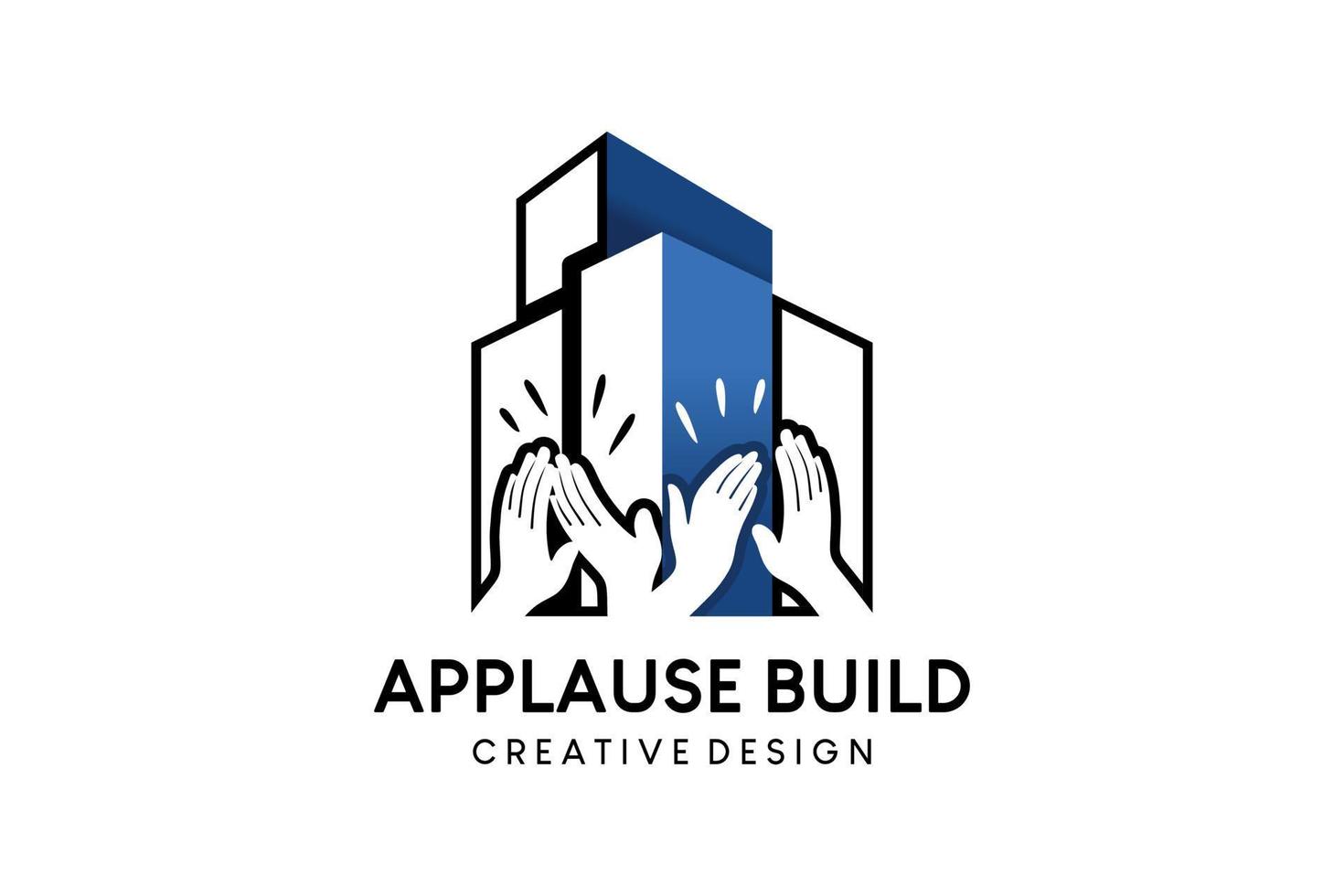 Applause vector illustration logo design combined with building