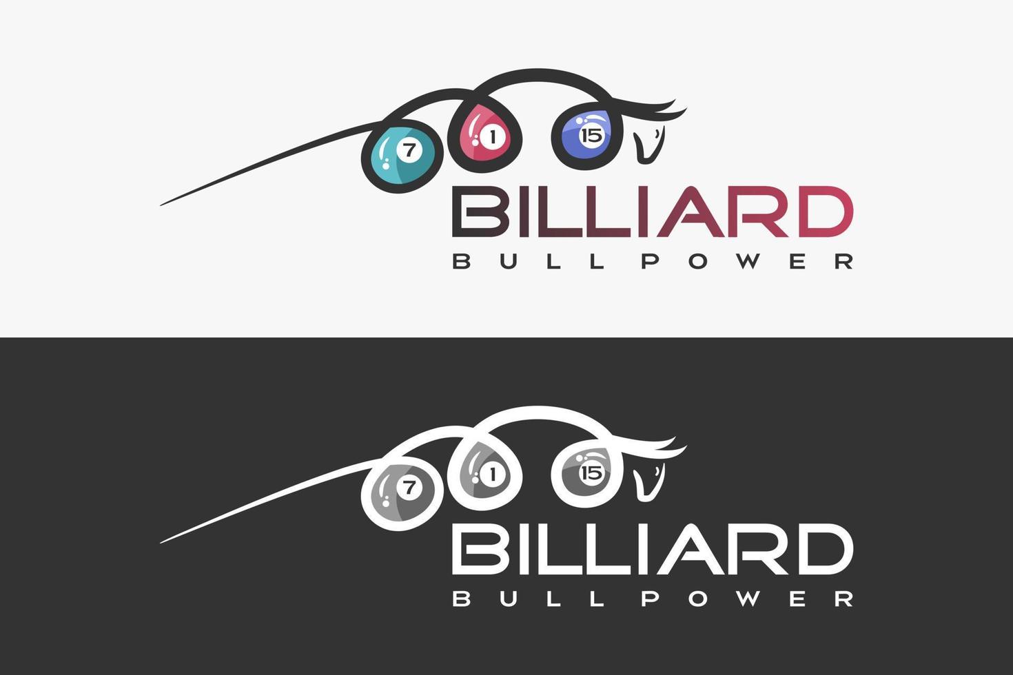 Billiard logo design with creative concept hand drawn bull shape vector