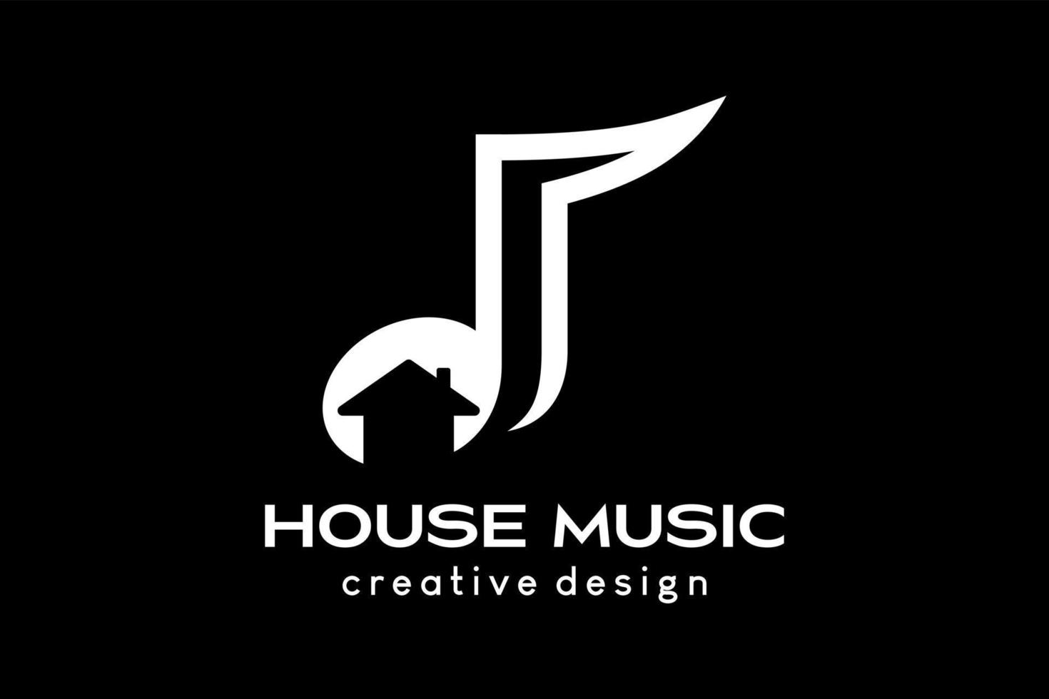 diseño del logotipo de la casa de música, icono de tono combinado con el icono de la casa en un concepto creativo vector