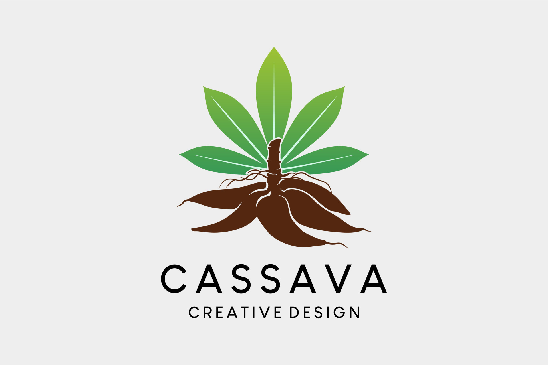 Cassava logo design with cassava leaves in creative concept 12984111