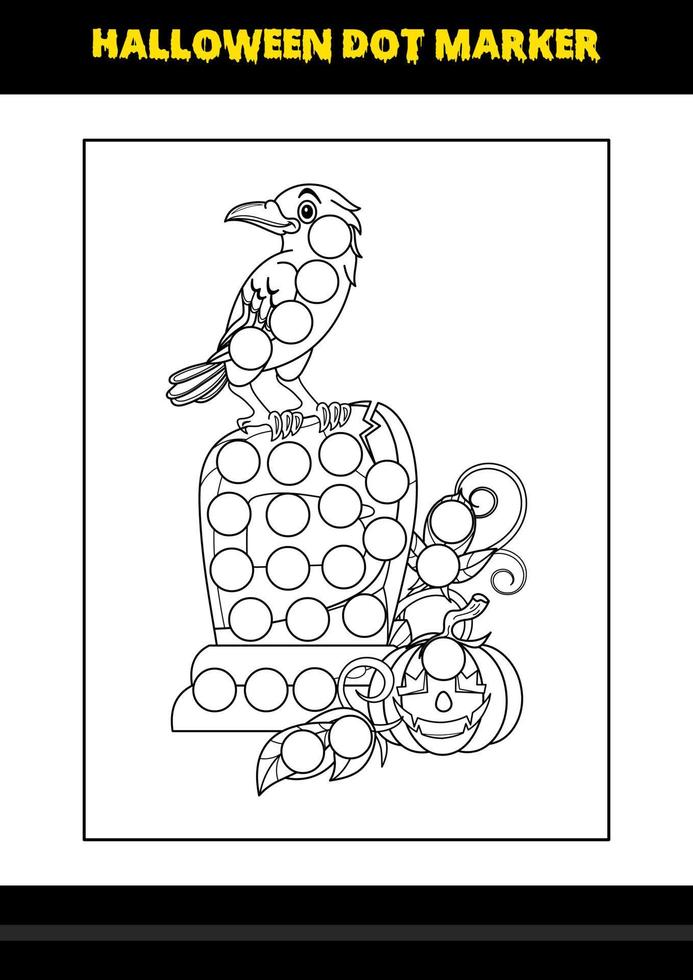 Halloween dot marker coloring page for kids. Line art coloring page design for kids. vector