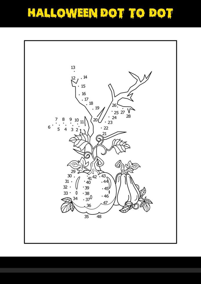 Halloween dot to dot coloring page for kids. Line art coloring page design for kids. vector