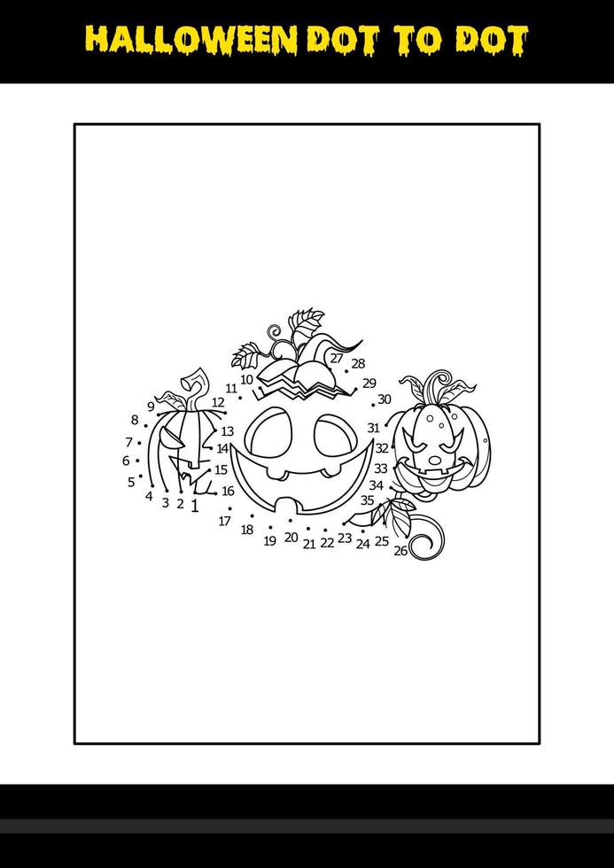 Halloween dot to dot coloring page for kids. Line art coloring page design for kids. vector