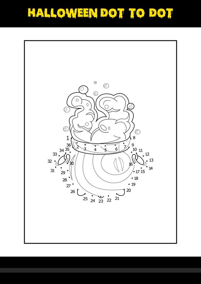 Halloween dot to dot coloring page for kids. Line art coloring page design for kids. vector