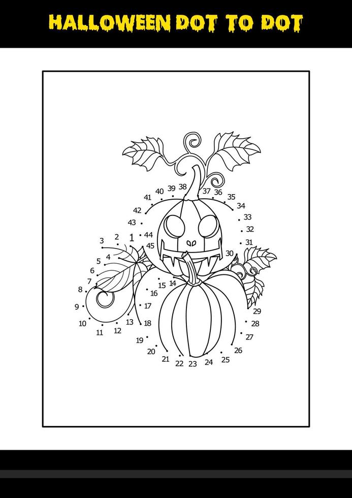 Halloween dot to dot coloring page for kids. Line art coloring page design for kids. vector