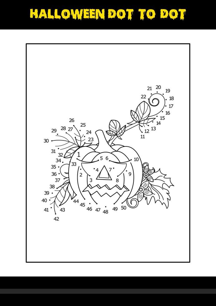 Halloween dot to dot coloring page for kids. Line art coloring page design for kids. vector