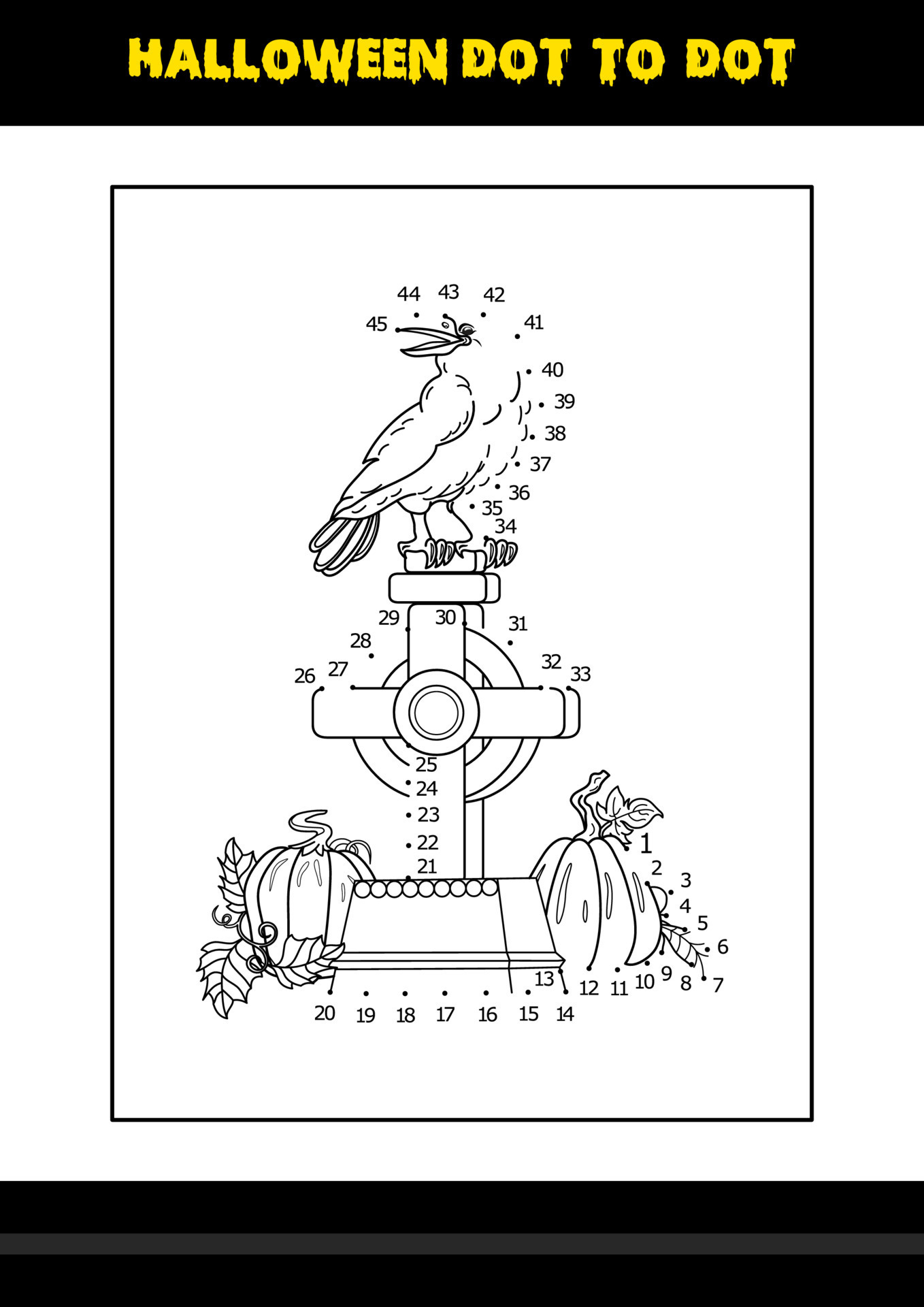 Halloween Dot To Dot Coloring Page For Kids Line Art Coloring Page 