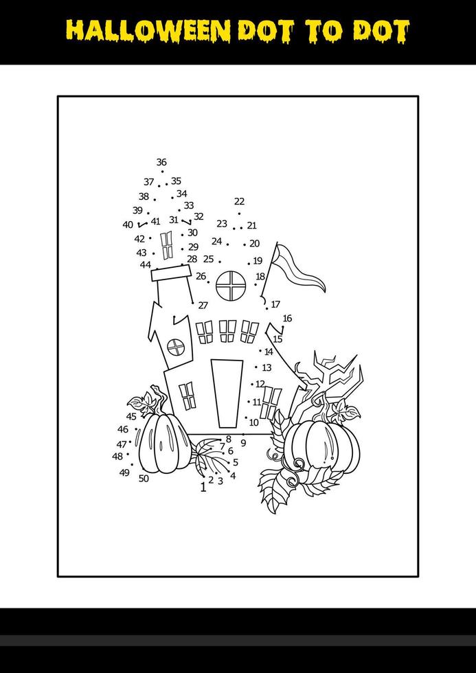 Halloween dot to dot coloring page for kids. Line art coloring page design for kids. vector